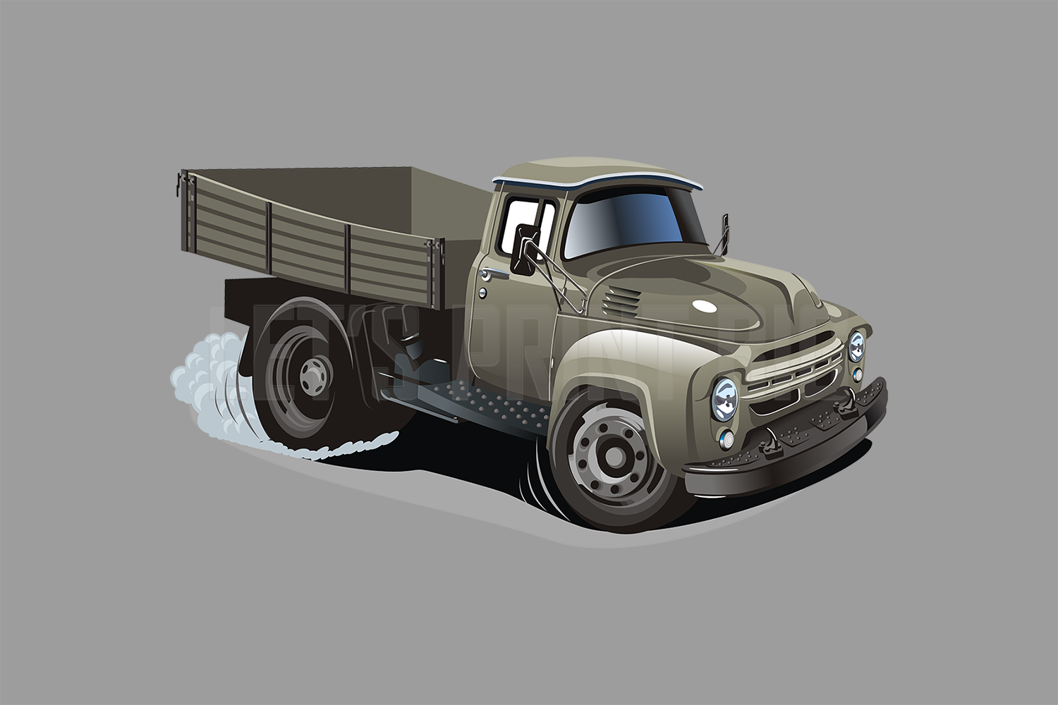 Car Art Cargo Truck 2 Cartoon Wall Decal