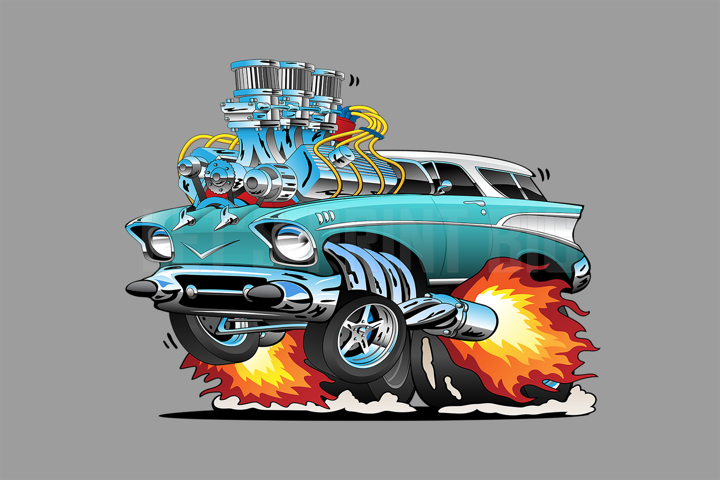 Car Art 57 Nomad Cartoon Hotrod 2 Wall Decal