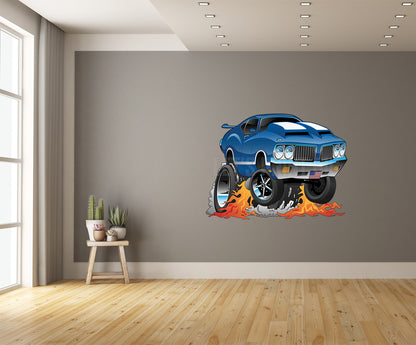 Car Art Oldsmobile 442 Cartoon Hotrod 4 Wall Decal