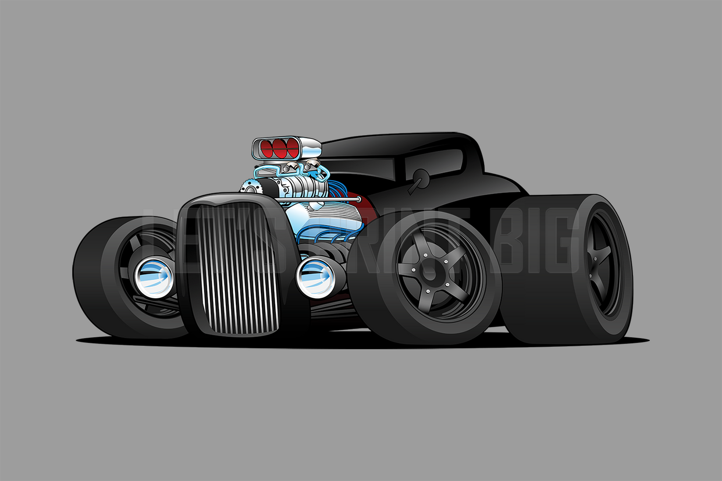 Car Art Cartoon Hotrod 6 Coupe Wall Decal