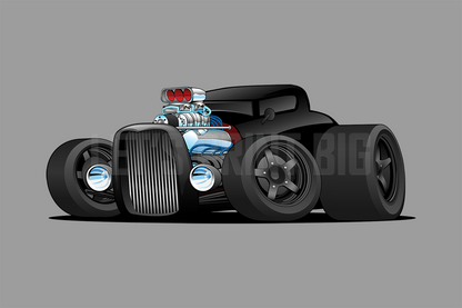 Car Art Cartoon Hotrod 6 Coupe Wall Decal
