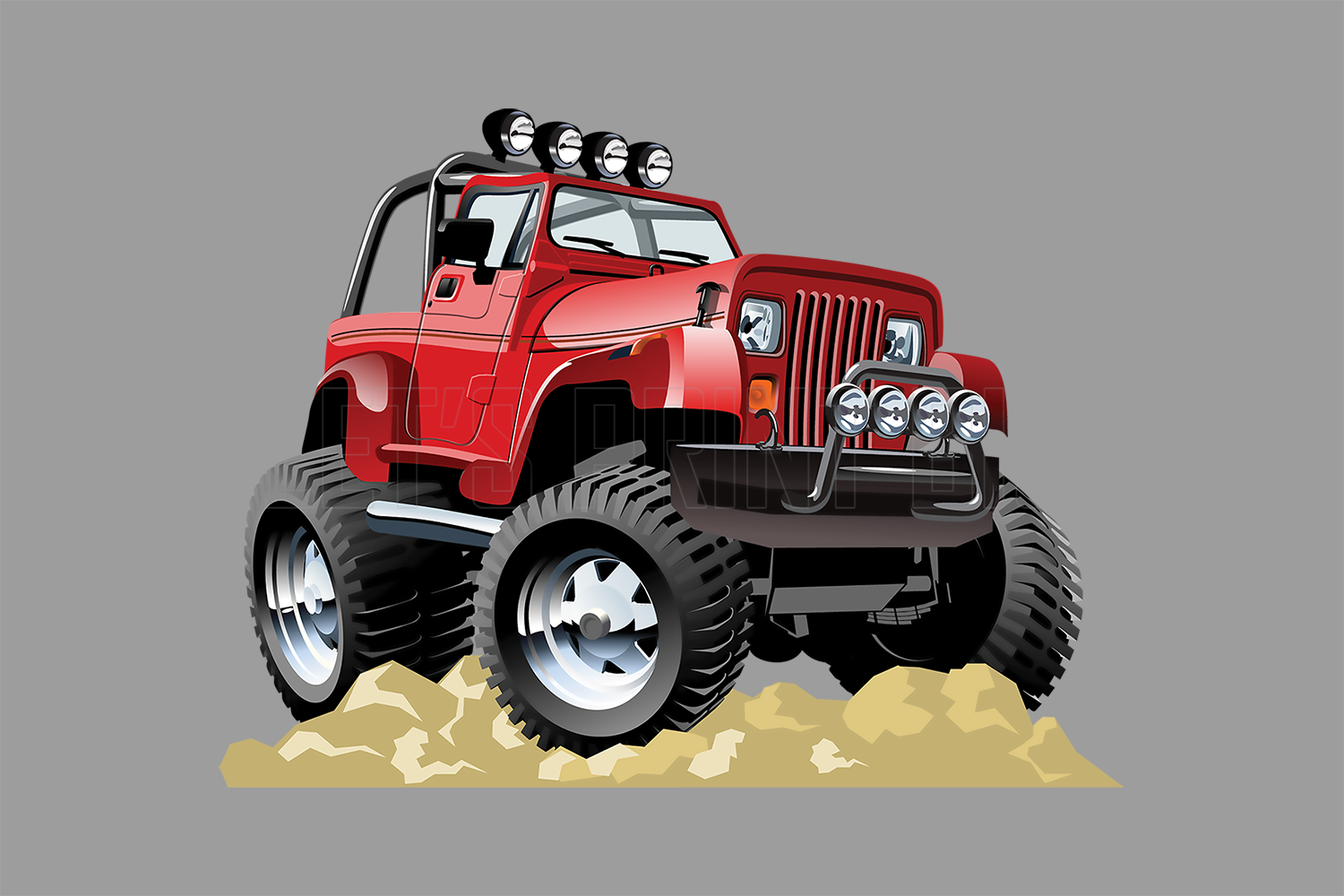 Car Art Cartoon Jeep Wrangler 4x4 Wall Decal