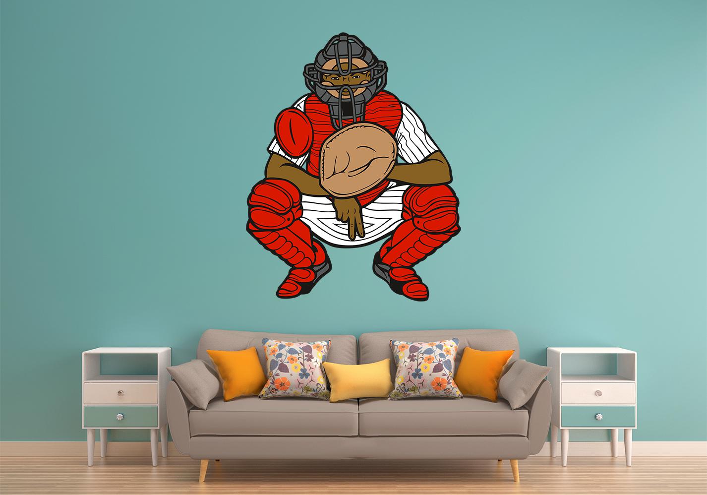 Baseball Catcher Wall Art Decal - Let's Print Big