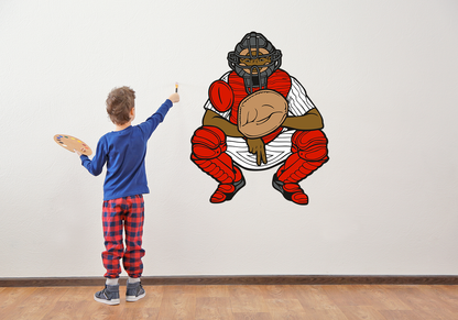 Baseball Catcher Wall Art Decal - Let's Print Big