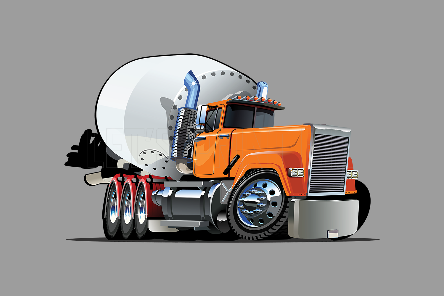 Car Art Cement Truck Cartoon Wall Decal