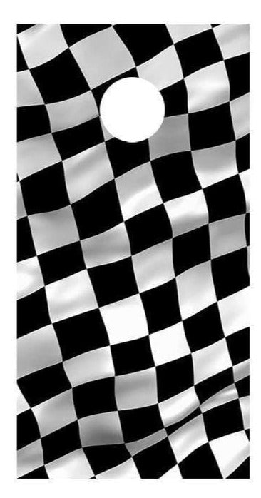 Checkered Flag Cornhole Board Decals Bean Bag Toss