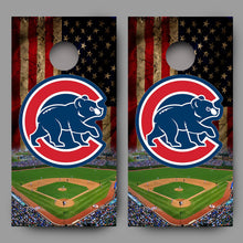Chicago Cubs Aged Flag Ball Field Design Cornhole Board Decal Wraps