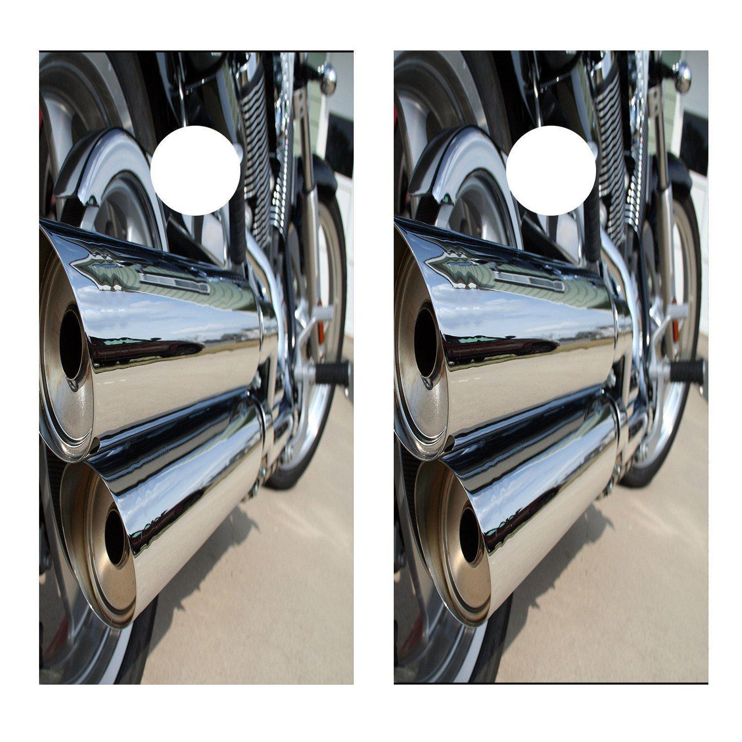 Motorcycle Cornhole Chrome Pipes Decal Wrap Sticker - Let's Print Big
