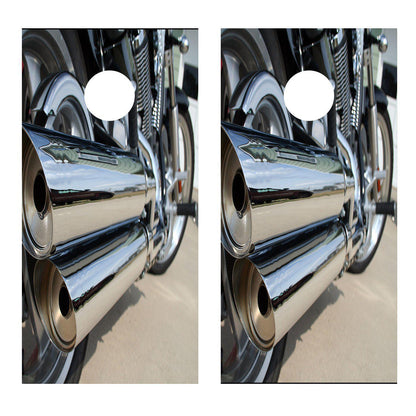Motorcycle Cornhole Chrome Pipes Decal Wrap Sticker - Let's Print Big