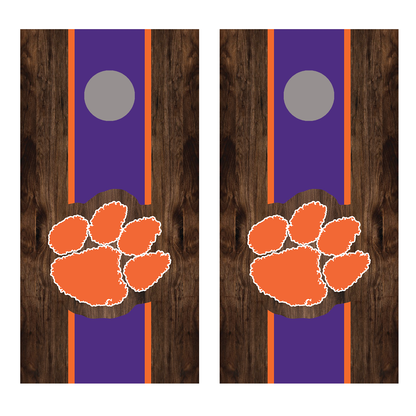 Clemson Paw Cornhole Board Decal Wrap