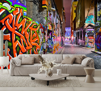 Colorful Graffiti Artwork in Melbourne Wall Mural