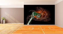 Man Cave - Garage Combo Basketball Goal Wallpaper and Court Floor Graphics - Let's Print Big