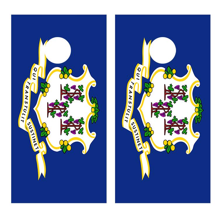Flag of Connecticut Cornhole Decal Wrap