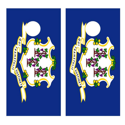 Flag of Connecticut Cornhole Decal Wrap