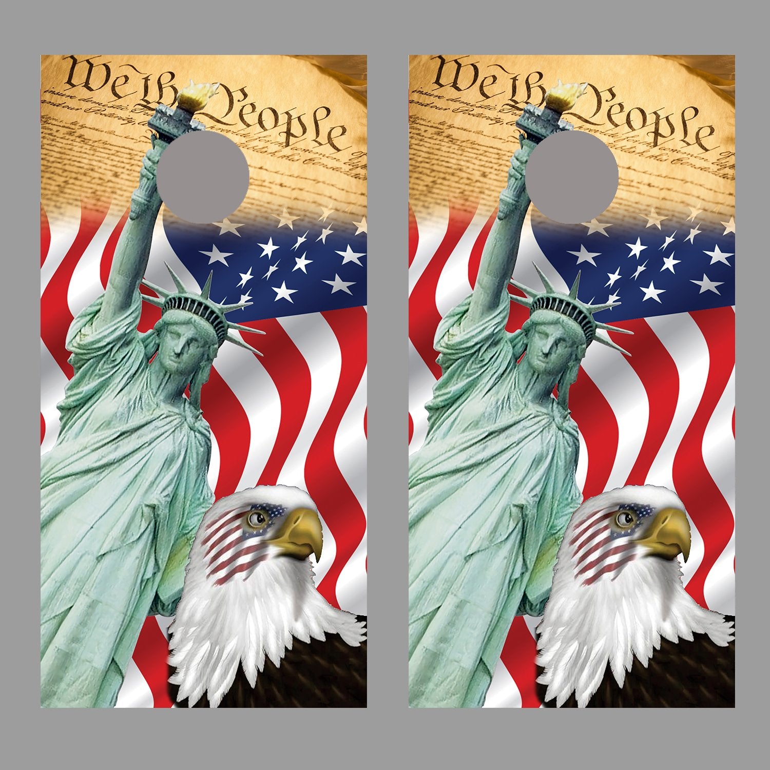 American Flag Cornhole Wrap Aged Style Board Decal