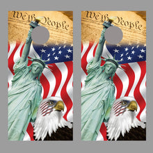 American Flag Cornhole Wrap Aged Style Board Decal