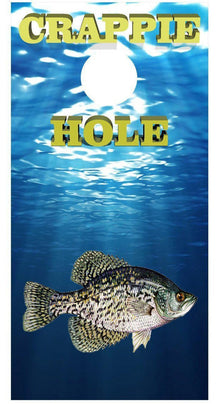 Crappie Hole Fishing Cornhole Board Decal Wrap Sticker - Let's Print Big