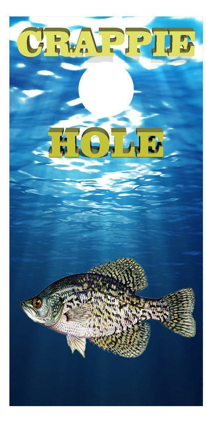 Crappie Hole Fishing Cornhole Board Decal Wrap Sticker - Let's Print Big