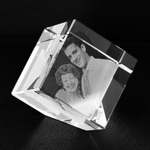 Custom Photo Engraved Crystal - Cut Corner Cube