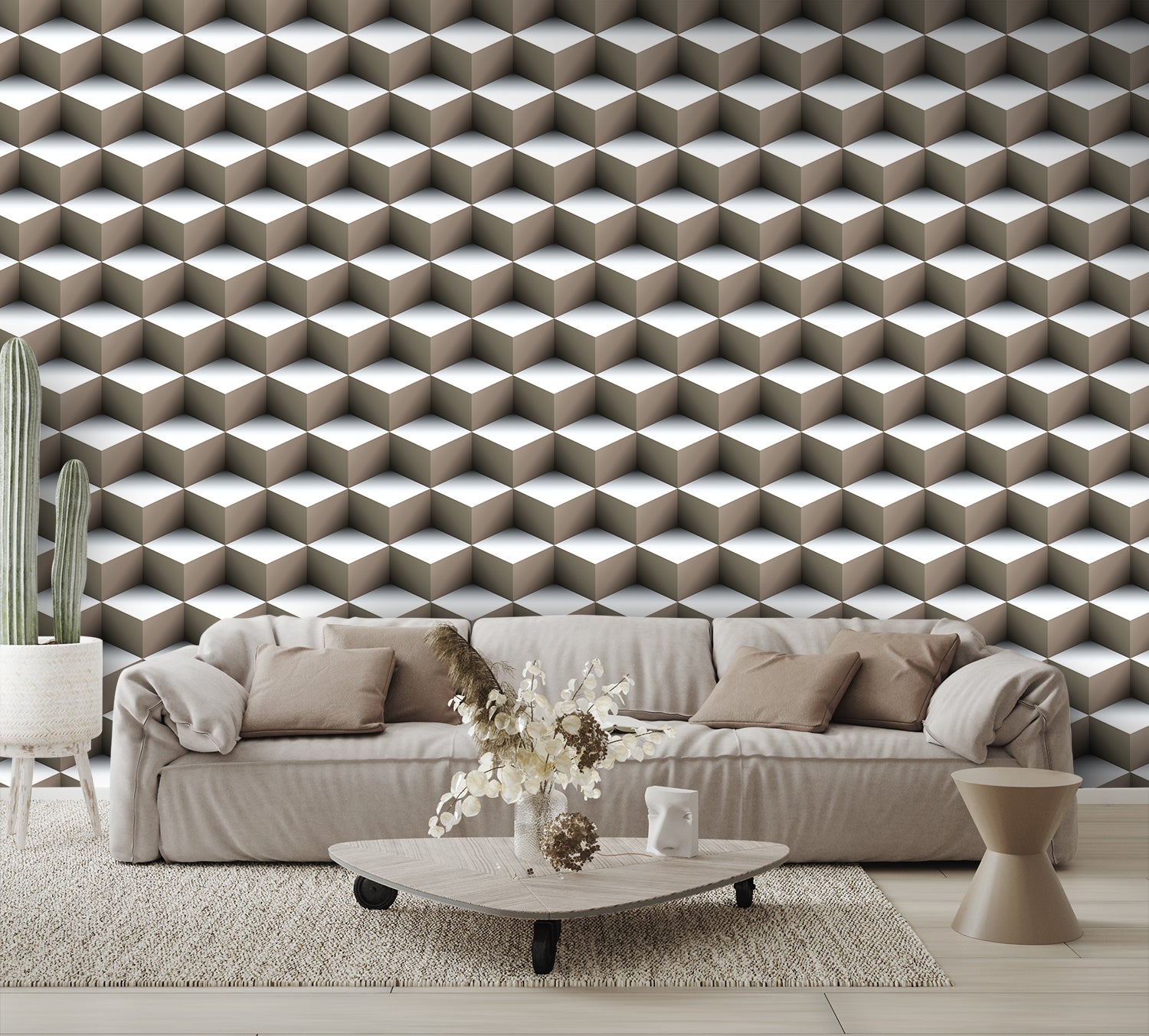 Cube Illusion Wall Mural