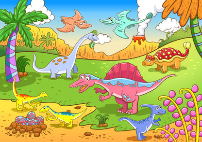 Dinosaurs in Prehistoric Scenes Wall Mural