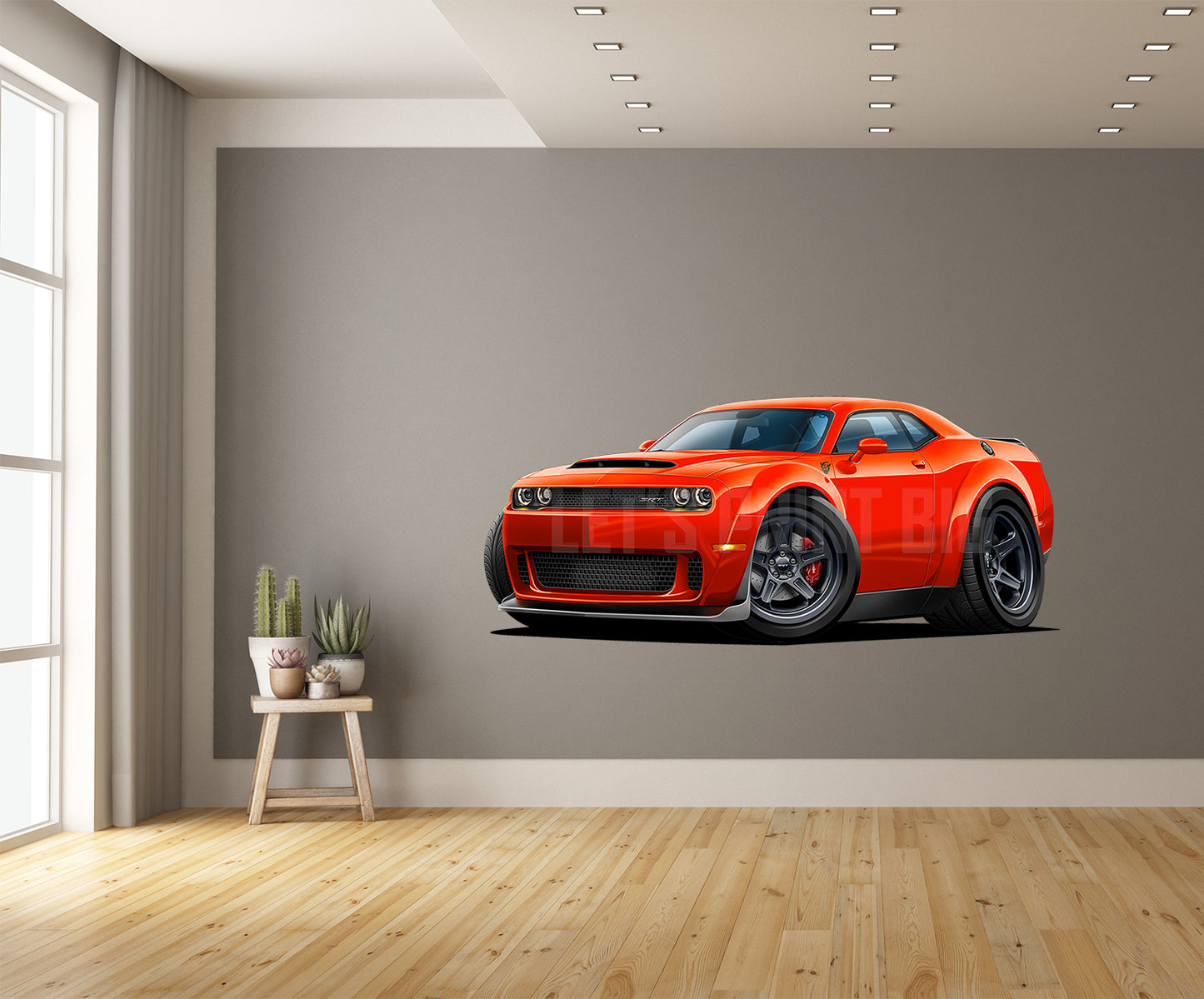 Car Art Challenger SRT Demon Cartoon Wall Decal