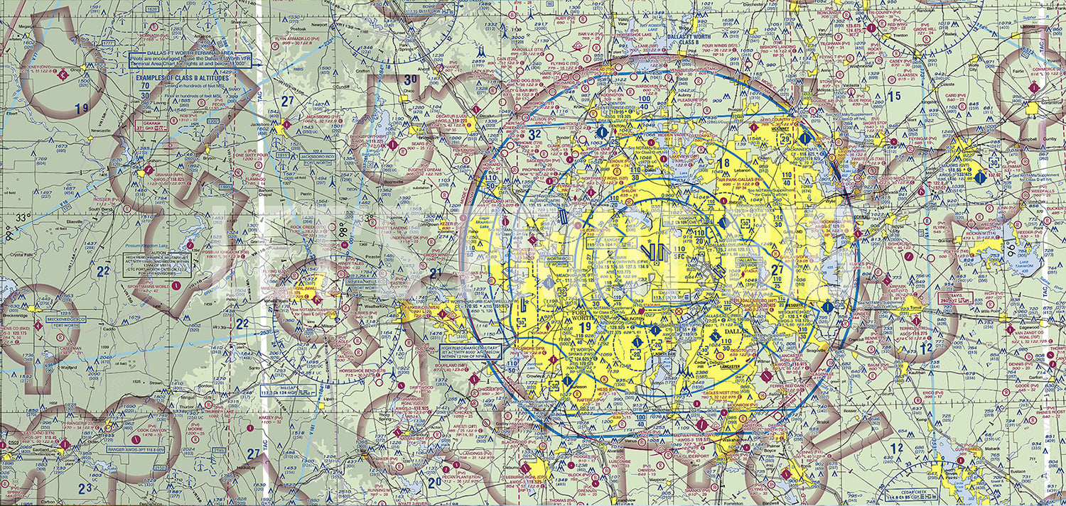 Aeronautical Chart Dallas Ft Worth Class B Wall Mural Let's Print Big