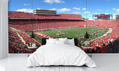 Camp Randall Stadium Day Game Blue Sky and Clouds Wall Mural