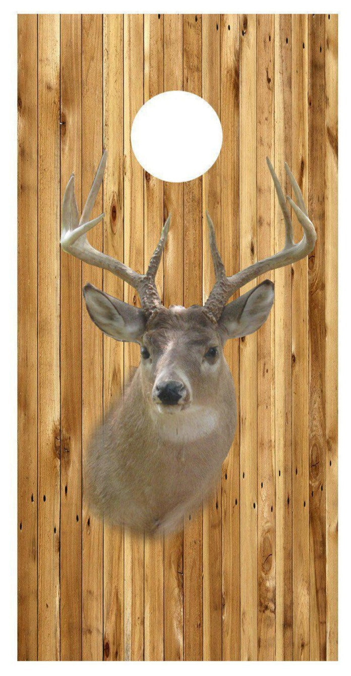 Deer Buck Head on the Wall Deer Corn hole Decal Wrap