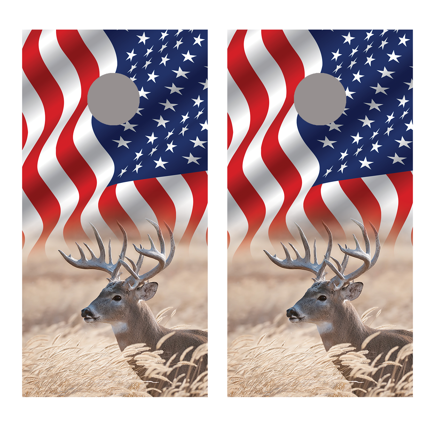 Deer and Flag Design A Cornhole Board Decal Wrap