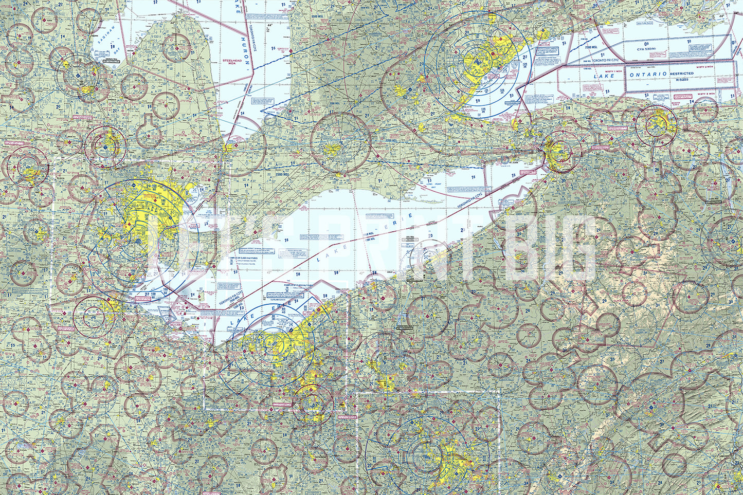 Aeronautical Chart Detroit Wall Mural