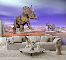 Diceratops Dinosaurs in Nature Wall Mural