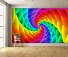 Digital Art Abstract Rainbow Spiral Background Wall Mural