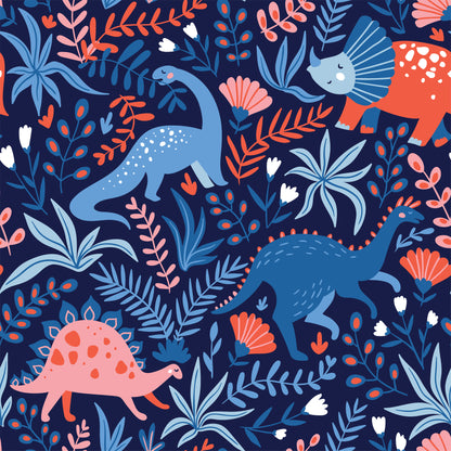 Dinosaurs and Tropical Leaves Wall Mural