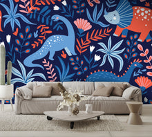 Dinosaurs and Tropical Leaves Wall Mural