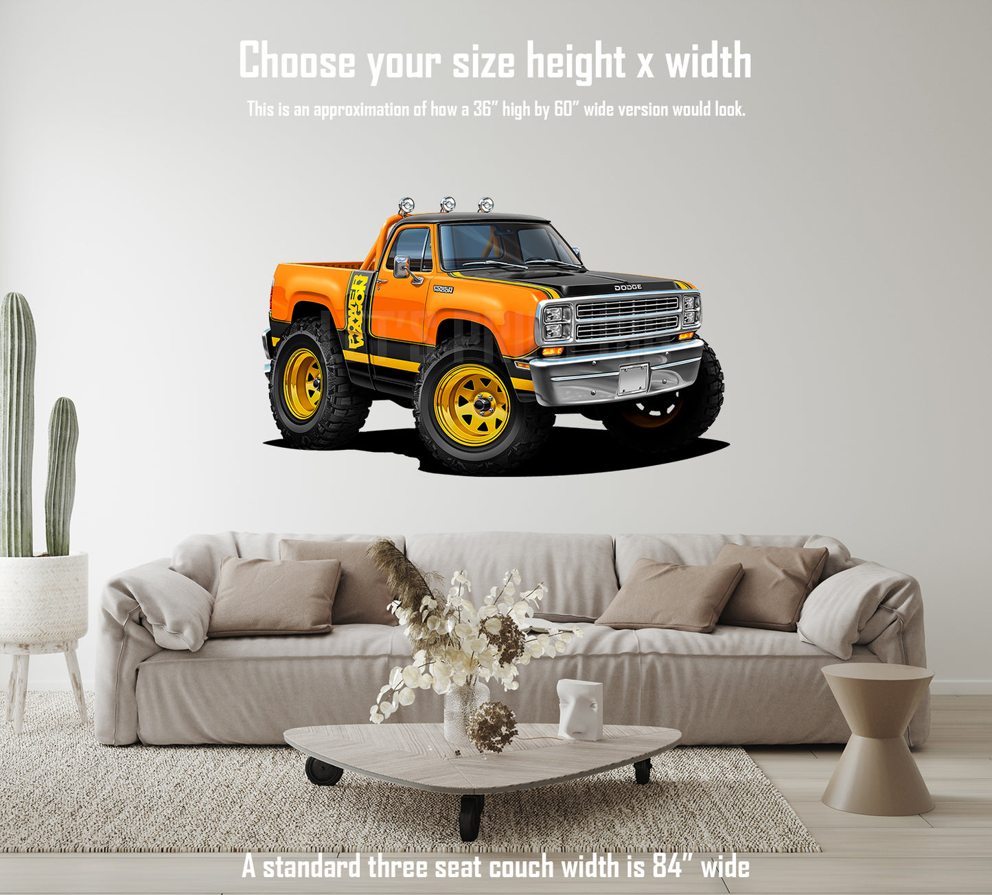 Car Art Power Wagon Pickup Truck Cartoon Wall Decal