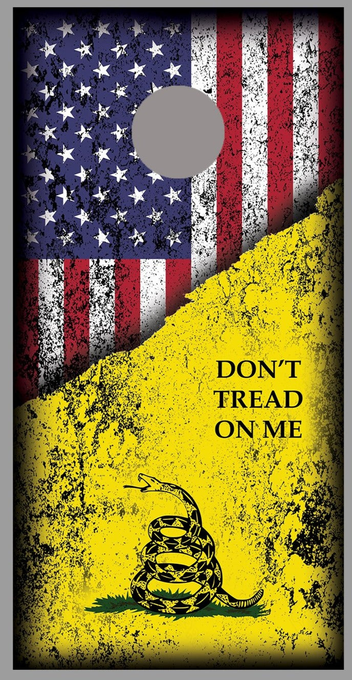 Don't Tread on me Cornhole Wrap Flag Corn Hole Decal single