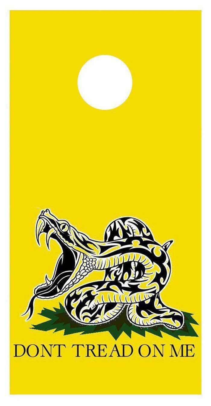Don't Tread On Me Yellow Cornhole Board Decal Set-2 Decals Bean Bag Toss - Let's Print Big