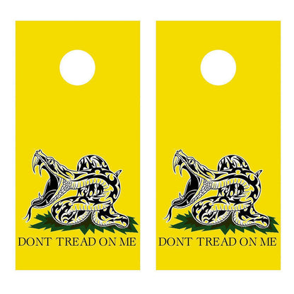 Don't Tread On Me Yellow Corn hole Decal Wrap