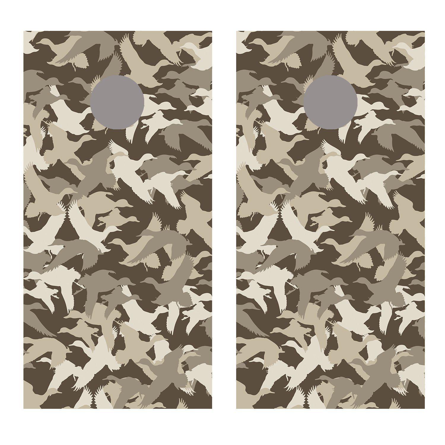 Duck Duck Goose Silhouette Desert Camo Cornhole Board Decal Wraps