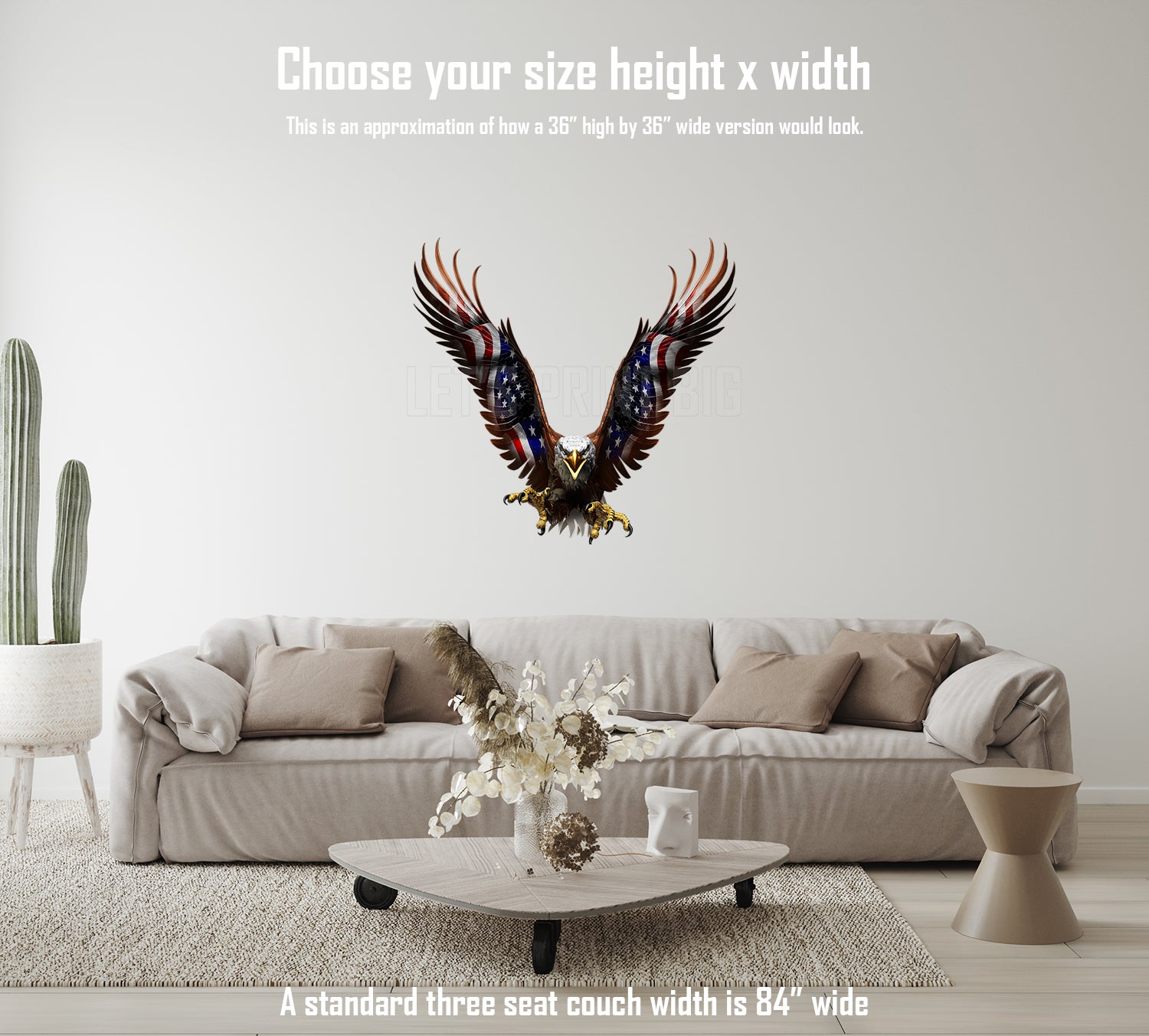 Eagle American Flag Wall Decals of Eagles inside or outside