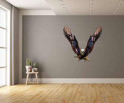Eagle American Flag Wall Decals of Eagles inside or outside