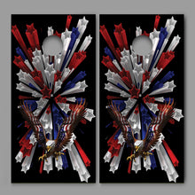 American Eagle Shooting Stars Red White Blue Design Cornhole Board Decal Wraps