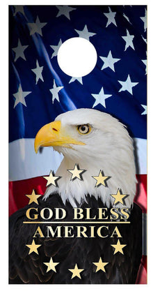 Eagle Flag God Bless America Corn Hole Decal Wrap