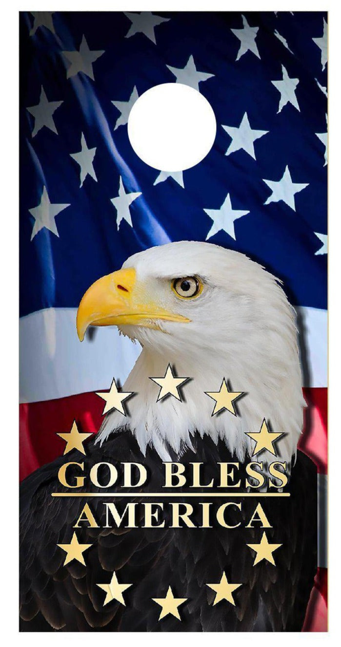 Eagle Flag God Bless America Corn Hole Decal Wrap