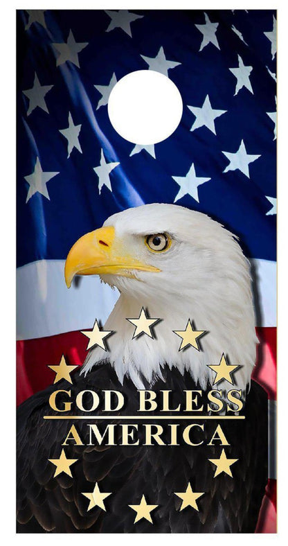 Eagle Flag God Bless America Corn Hole Decal Wrap