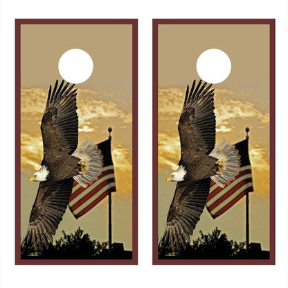 Eagle Flying Flag Corn Hole Decal Wrap