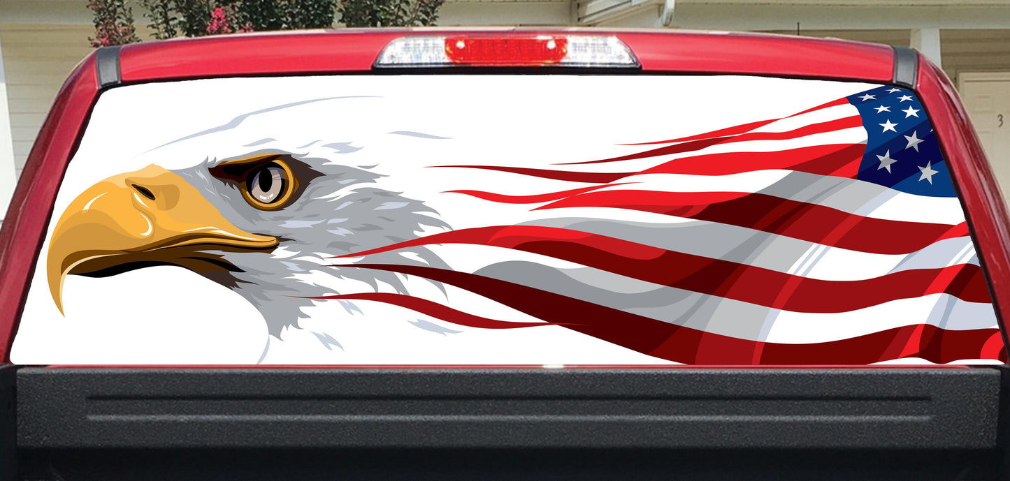 Eagle and Flag Rear Window Decal