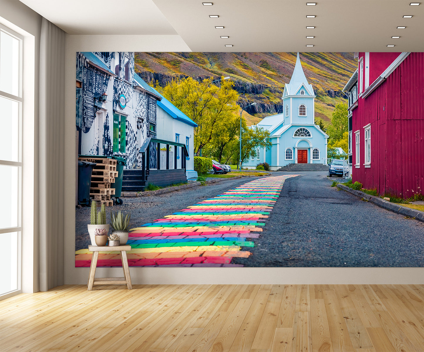 Empty Street of Seydisfjordur Town East Iceland Europe Wall Mural
