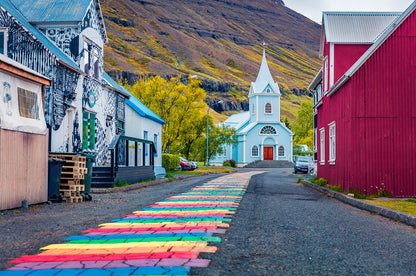 Empty Street of Seydisfjordur Town East Iceland Europe Wall Mural